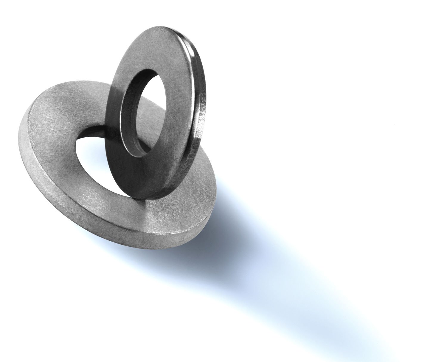 A pair of silver Schnorr load washers.